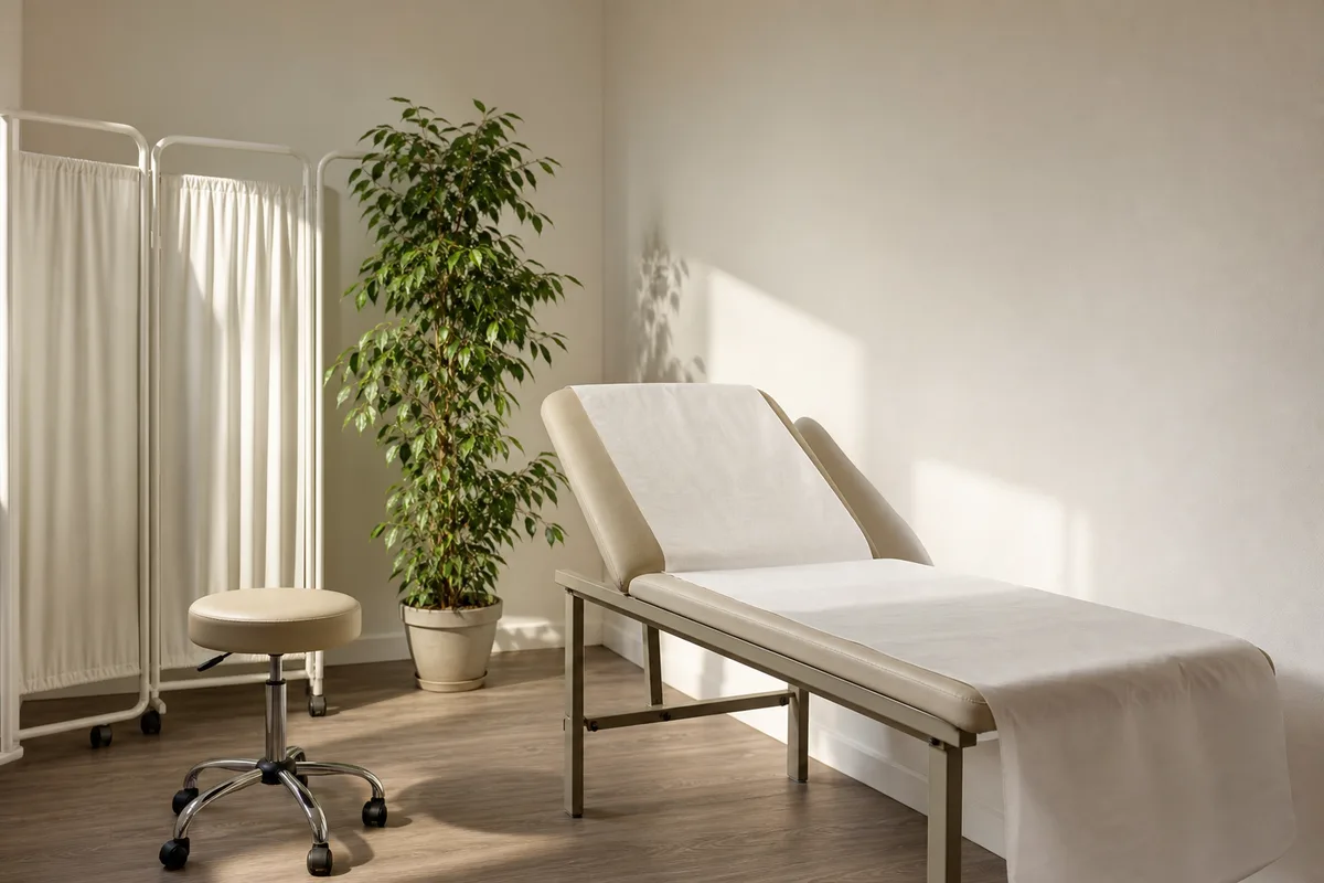 Cabinet de médecin généraliste français baigné de lumière naturelle