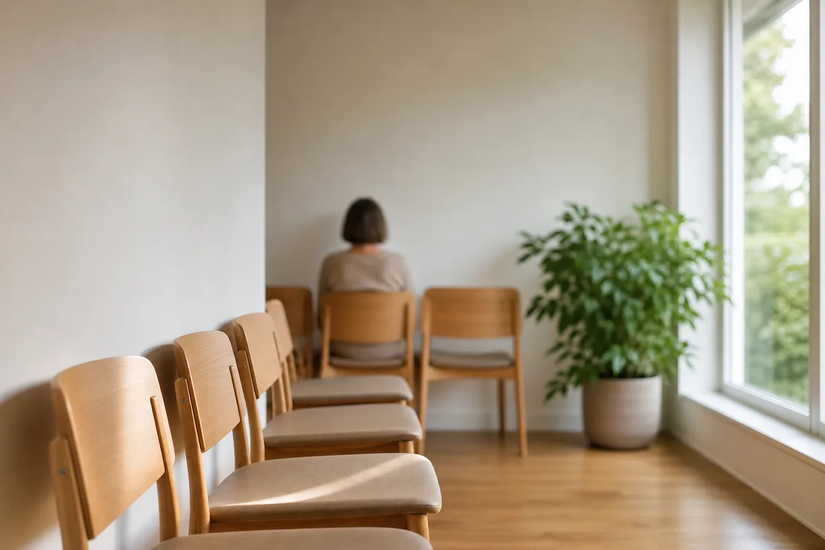 Salle d’attente lumineuse d’un cabinet médical français